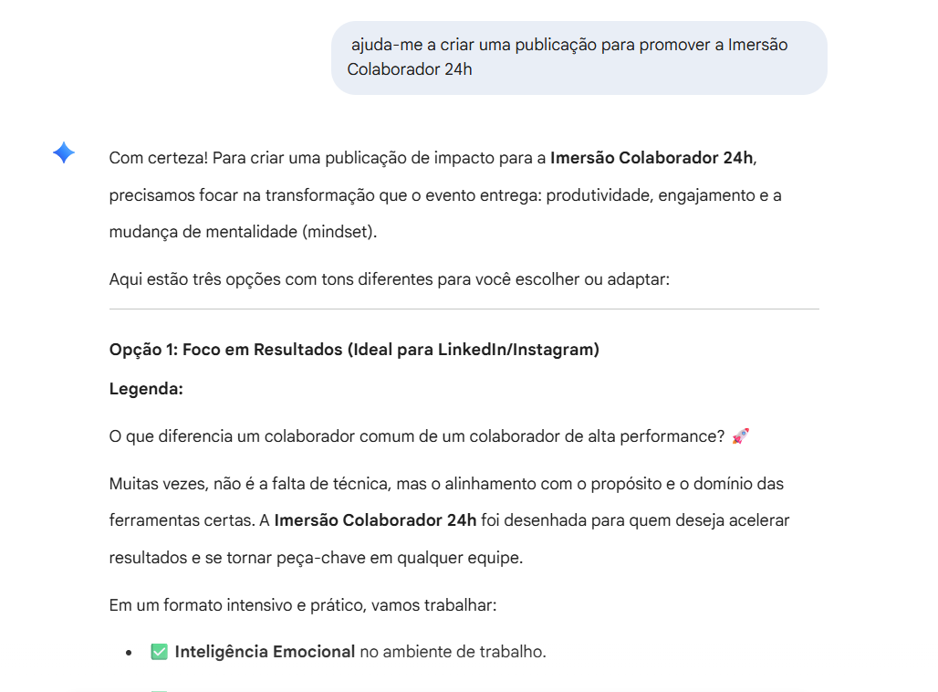 Exemplo de resposta de IA genérica